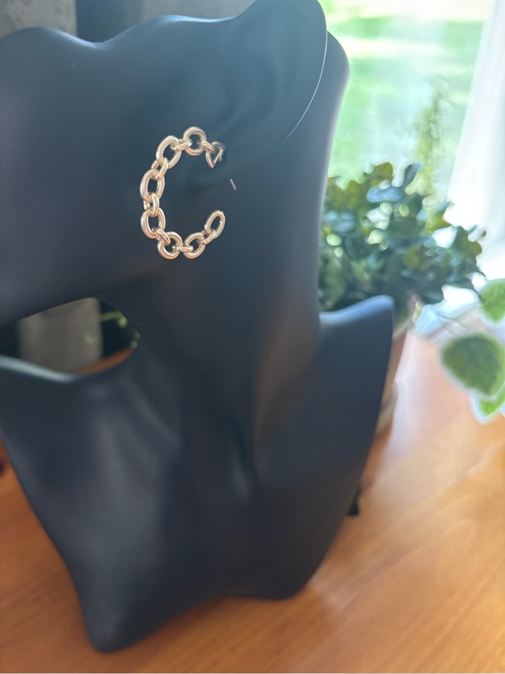Silver Link Hoop Earring - Women Jewelry